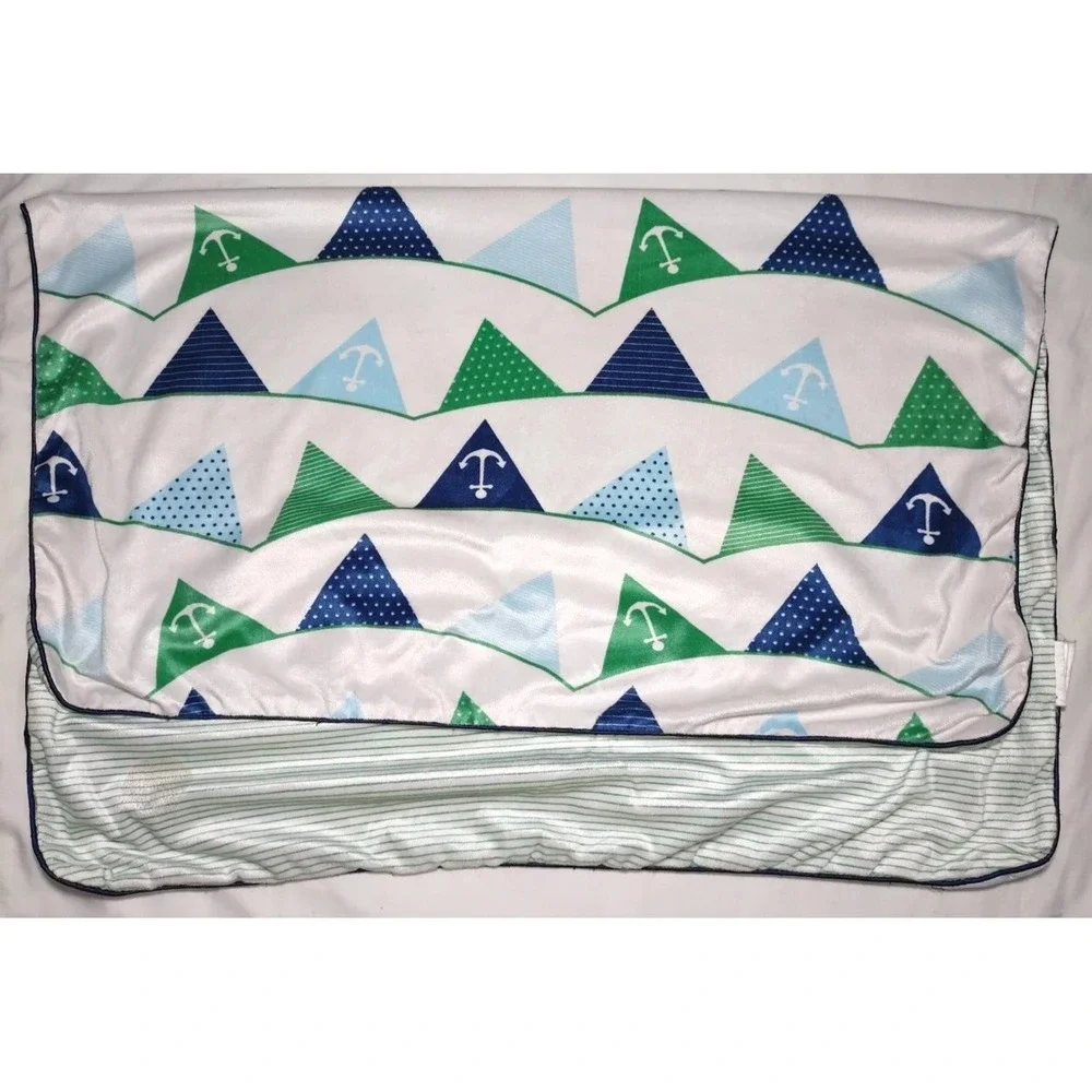 SL Home Fashions Blue Green Flag‎ Baby Blanket Stripe Lovey RN 119741 Anchor